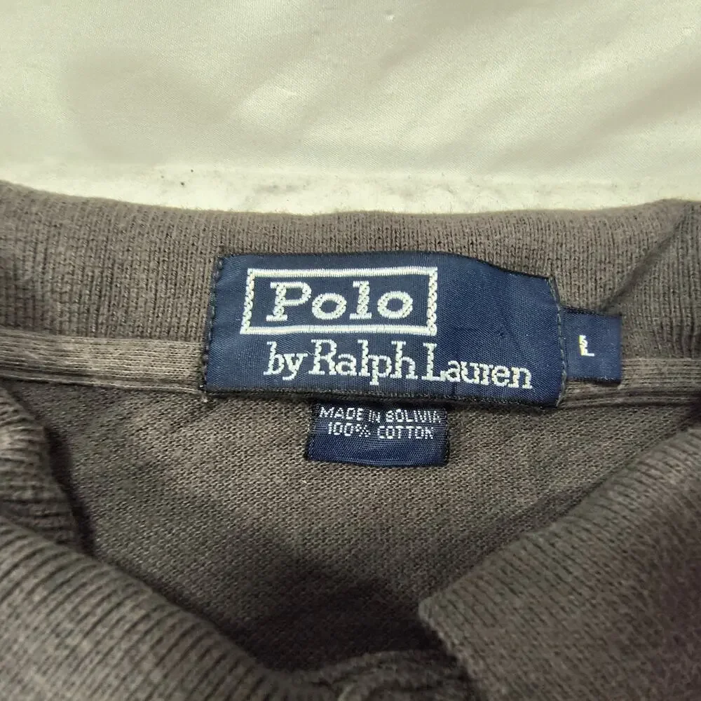 Polo by Ralph Lauren Casual Collared Polo Shirt Mens Size Large L Gray Black